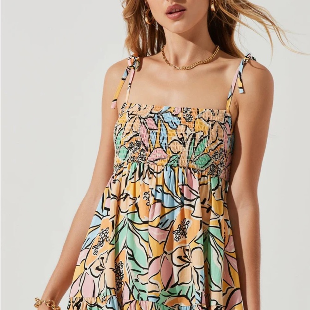 ASTR the label papaya tropical Marlene midi dress